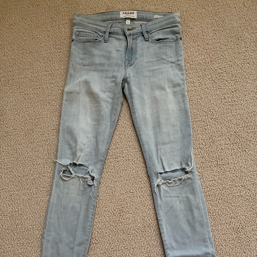 Frame size 24 distressed skinny jeans